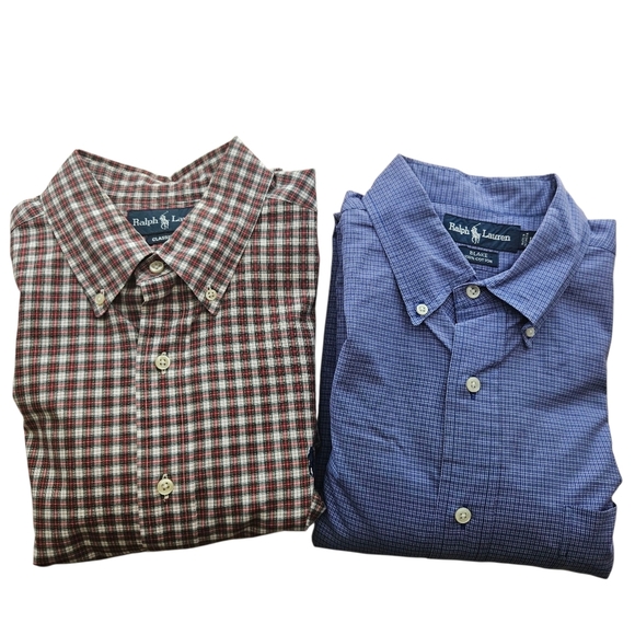 Bundle Of Two Ralph Lauren Men's Button Down Long Sleeve Shirts Sz Large - Picture 1 of 16